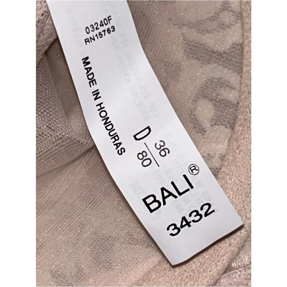 New, Bali Smoothing 3432 Lace Underwire Bra - Picture 3 of 7